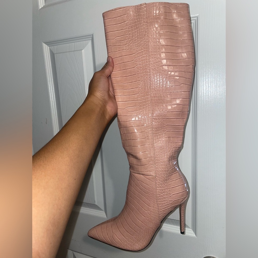Fashion nova pink croc boots